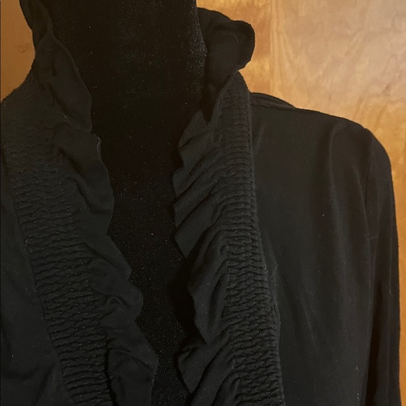The Pyramid Collection Large Black Ruffled Cardigan - Picture 3 of 4
